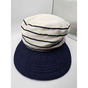 Ebbets Field Flannels Cream Navy Striped Ball Cap Made in USA Size 8 Hat